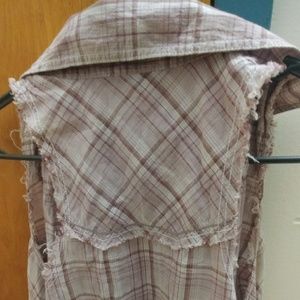 Purple grayish plaid top